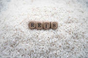 Reis or seed rice word and background concept