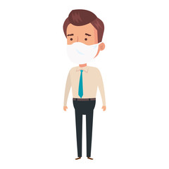 businessman using face mask isolated icon vector illustration design