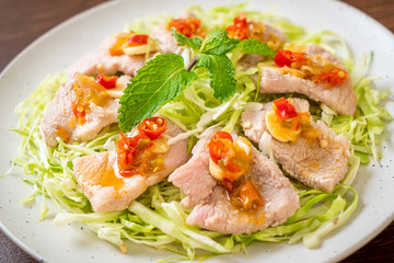 Boiled Pork with Lime Garlic and Chili Sauce
