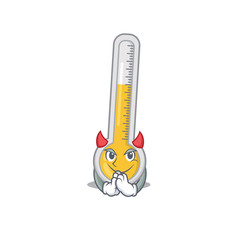 Warm thermometer dressed as devil cartoon character design style