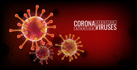 Virus. Abstract vector 3d microbe on red background. Computer virus, allergy bacteria, medical healthcare, microbiology concept. Disease germ, pathogen organism, infectious micro virology.