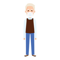 old man using face mask isolated icon vector illustration design