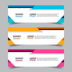 Set of 3 web banner campaign template with different color variants and settings in one template. Modern abstract design for advertising. Very easy to use for company or business. Isolated on grey.