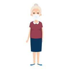 old woman using face mask isolated icon vector illustration design