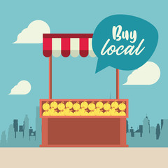 buy local poster with oranges kiosk