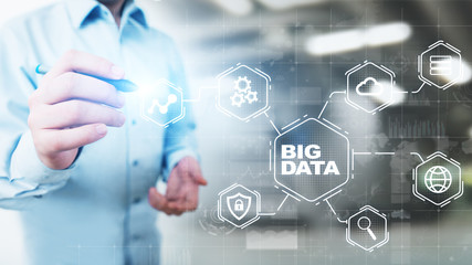 Big data analytics platform, business intelligence and modern technology concept on vitual screen.