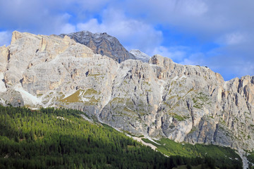 Fototapeta na wymiar Beautiful summer landscape, fantastic alpine pass and high mountains, Dolomites, Italy, Europe.
