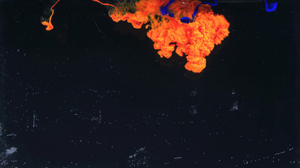 Macro photo shoot of colorful Ink in water. Power magic multi color Underwater Paint Drops...