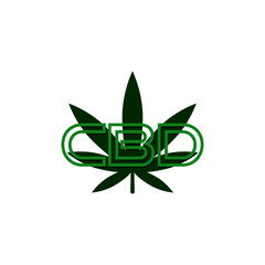 Cannabis leaf CBD. Concept of medicinal marijuana logo isolated on white background