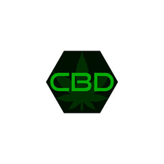 Cannabis leaf CBD. Concept of medicinal marijuana logo isolated on white background