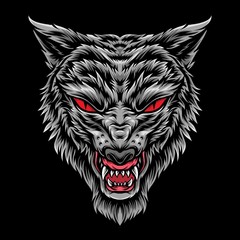 anger grey wolf vector logo