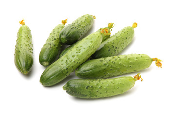 Green cucumber on the white background