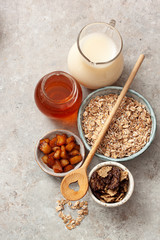 Ingredients for Cooking Oatmeal Porridge