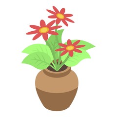 Red flower houseplant icon. Isometric of red flower houseplant vector icon for web design isolated on white background