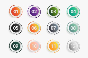 set of buttons with numbers, Number Flat Design, Number Set vector illustration.
