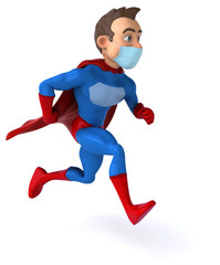 3D illustration of a cartoon character with a mask