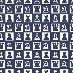 Chess pieces icons pattern. Chess game seamless background. Seamless pattern vector illustration