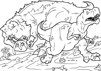 Coloring book for children with a dinosaur