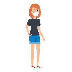 Fototapeta premium young woman using face mask isolated icon vector illustration design