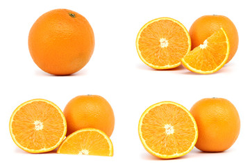 Fresh orange fruit. Orange slice isolated on white background.