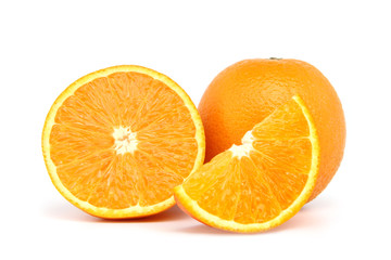 Fresh orange fruit. Orange slice isolated on white background.
