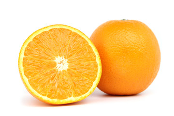 Fresh orange fruit. Orange slice isolated on white background.