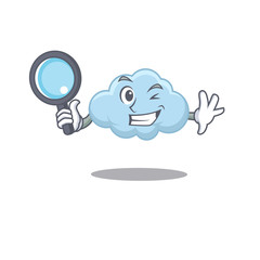 Smart Detective of blue cloud mascot design style with tools