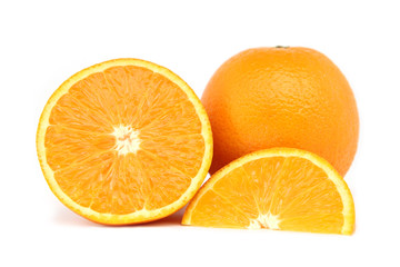 Fresh orange fruit. Orange slice isolated on white background.