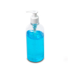 Hand sanitizer blue gel alcohol isolated on white background with clipping path.