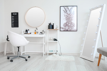 Stylish interior of modern hairdressing salon - obrazy, fototapety, plakaty