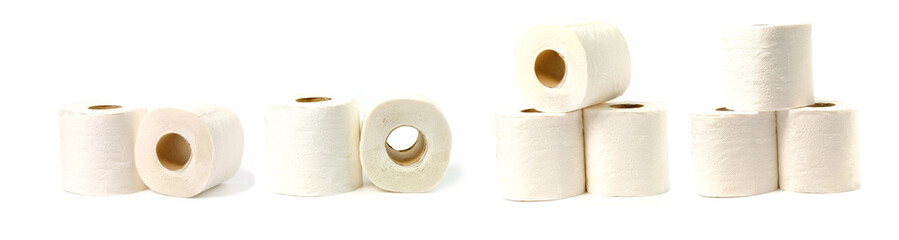 set of toilet paper or tissue isolated on white background