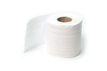 Roll of toilet paper or tissue isolated on white background