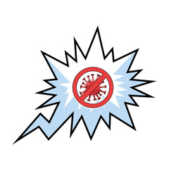 stop covid19 signal in speech bubble