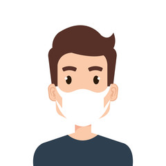 face of young man using face mask isolated icon vector illustration design