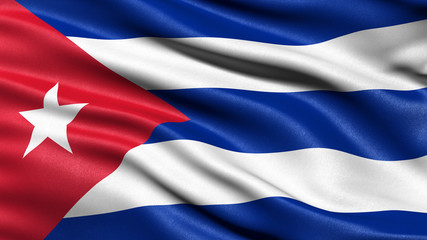 Fototapeta premium 3D illustration of the flag of Cuba waving in the wind.