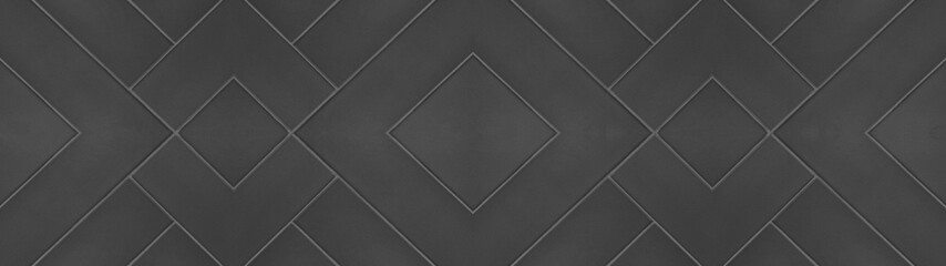 Anthracite gray modern geometric square texture tiles background banner panorama long (45 degrees)