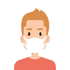 face of young man using face mask isolated icon vector illustration design