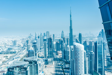 DUBAI, UA Modern skyscrapers in Dubai emirate and city . United Arab Emirates.