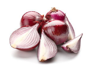 Fresh raw onion on color background