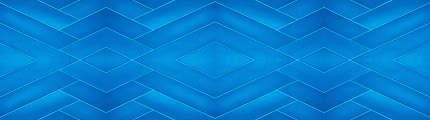 Blue modern geometric rhombus rue diamond texture tiles background banner panorama long