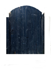 Black old wooden gate isoled against white wall