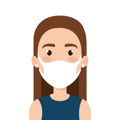 face of young woman using face mask vector illustration design