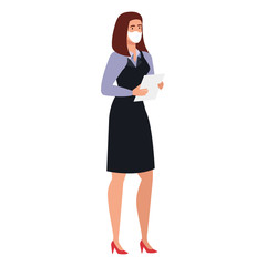 business woman using face mask isolated icon vector illustration design