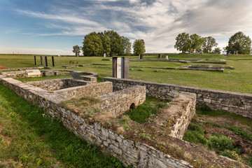 Remains of building in roman auxiliary fort Abusina on the Danube, Eining, Germany