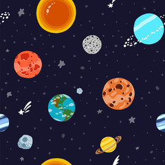Obraz na płótnie Canvas Space pattern with planets and stars. Solar 