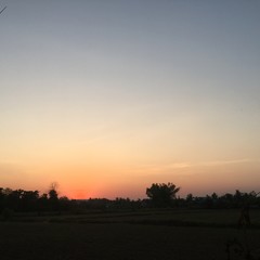 the orange sky while the sunset