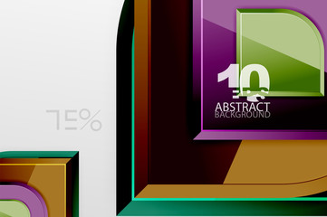 Glossy glass squares with round elements geometric composition. Abstract geometric background with 3d effect composition For Wallpaper, Banner, Background, Card, Book Illustration, landing page