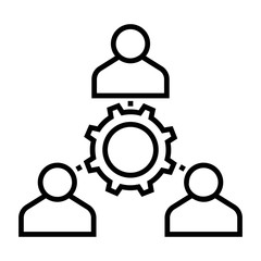 Teamwork concept design. Business project team symbol. Line icon illustration for perfect web and mobile UI design.