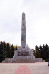 Obraz premium The monument shows bas-reliefs celebrating the heroics of the World War II