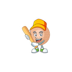Rounded bandage cartoon design concept of hold baseball stick